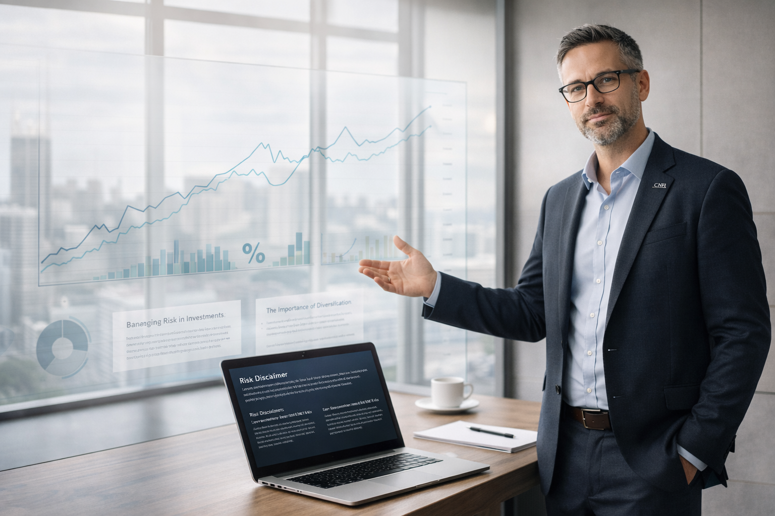 Profissional apresentando análise financeira